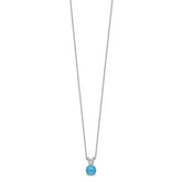 Sophia Jewelers Sterling Silver Blue Opal CZ Necklace Elegant Polished Finish